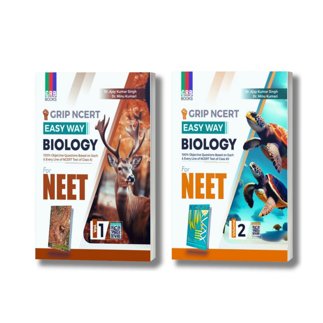 GRB Grip NCERT Easy Way Biology Vol. 1 & 2 for NEET (Combo Set of 2 Books) Unknown Binding – 1 January 2023