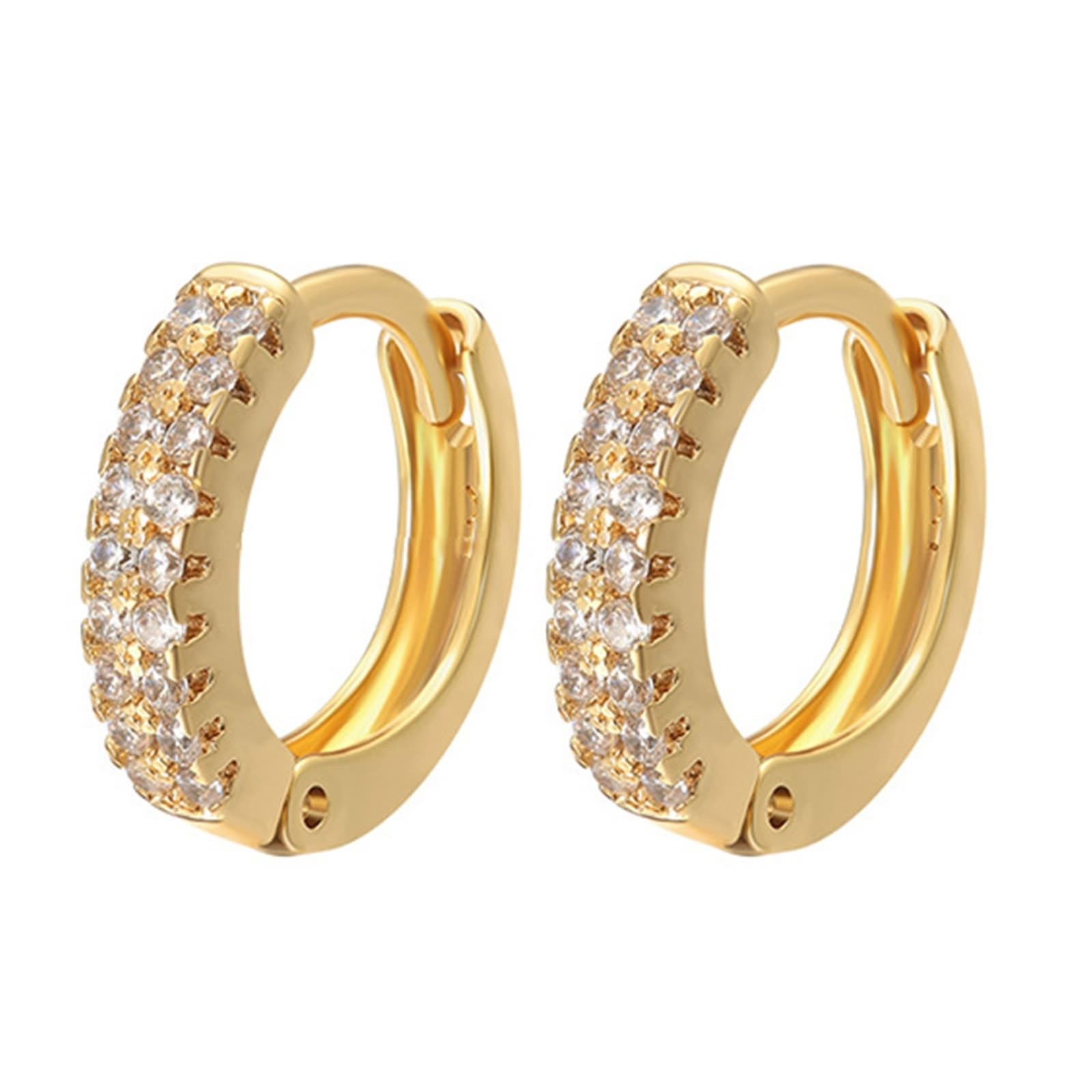 Prawdziwe złoto biżuteria z żółtego złota Au 375/585/750 kolczyki z moissanitem, klasyczne kolczyki 9K/14K/18K Gold Creole