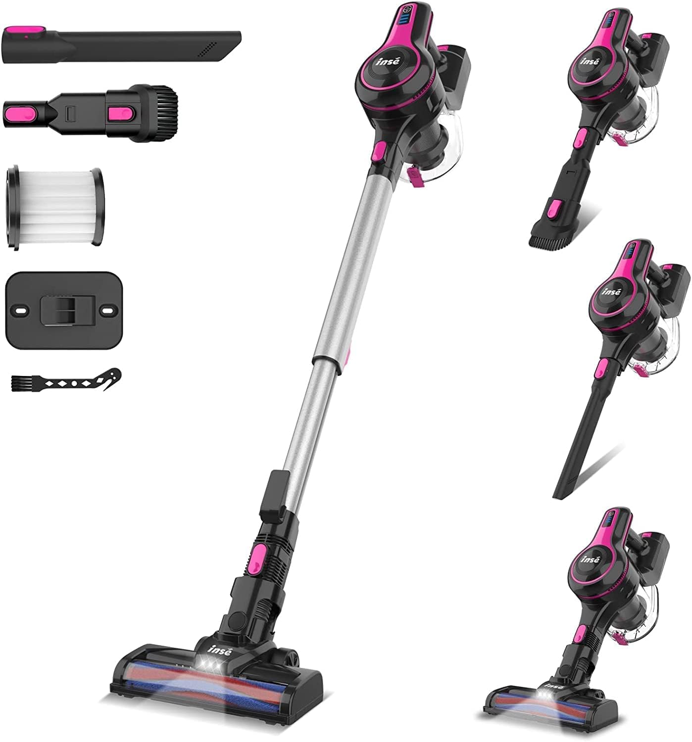 INSE Aspirapolvere Senza Fili Potente 20kPa, Scopa Elettrica Senza Fili, Autonomia 45 Minuti Dust Cup Grande 1,2L, Filtro HEPA Spazzola Elettrica a LED per tappeti e peli di Animali INSE Aspirapolvere Senza Fili Potente 20kPa, Scopa Elettrica Senza Fili, Autonomia 45 Minuti Dust Cup Grande 1,2L, Filtro HEPA Spazzola Elettrica a LED per tappeti e peli di Animali