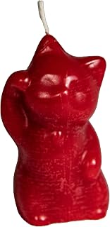 Cat Beeswax Candle Pure 100% Beeswax Lucky Cat Maneki Neko Japanese Chinese Decor Ritual Spell Red 3 inch
