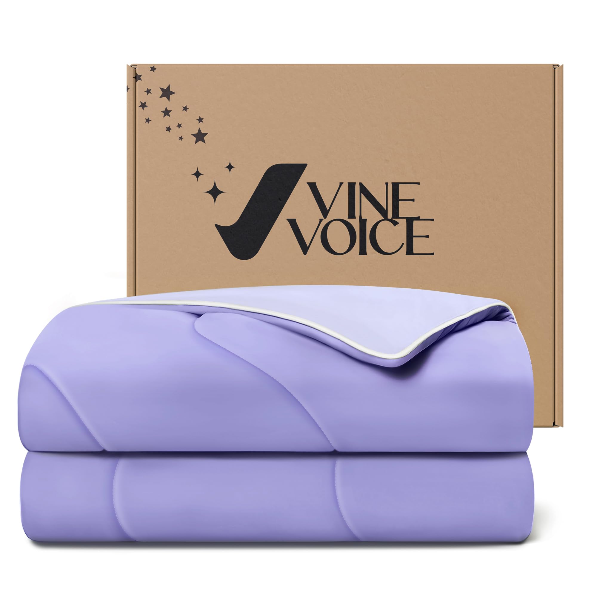 Vine Voice Cooling Comforter for Hot Sleepers, King 106x90, Light Purple | Cooling blanket feel, Q-Max >0.4 cool touch, double-sided cooling, Sorona fill, for night sweats, lightweight & breathable