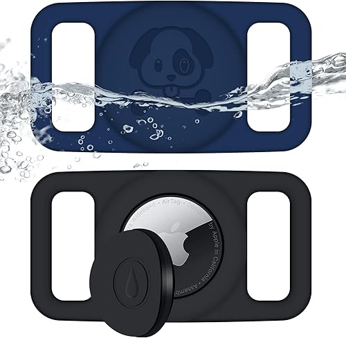 SZJCLTD Soporte impermeable para collar de perro Airtag con patrón de perro (paquete de 2), funda protectora antipérdida para rastreador de perros