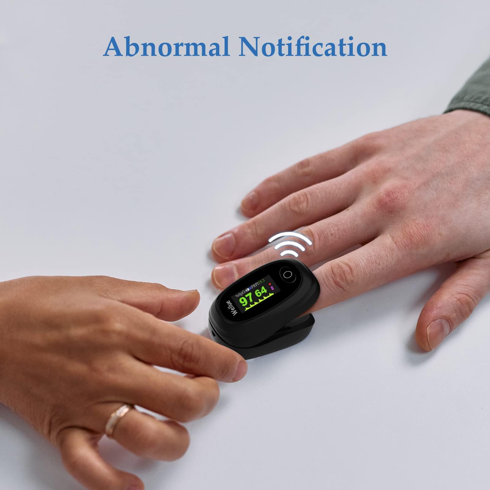 Wellue Oxymètre de Doigt avec Bluetooth & App, Oxymètre de Pouls Électronique Numérique avec Moniteur de Fréquence Cardiaque Saturomètre Capteur d'Oxygène Ecran LED-Étui