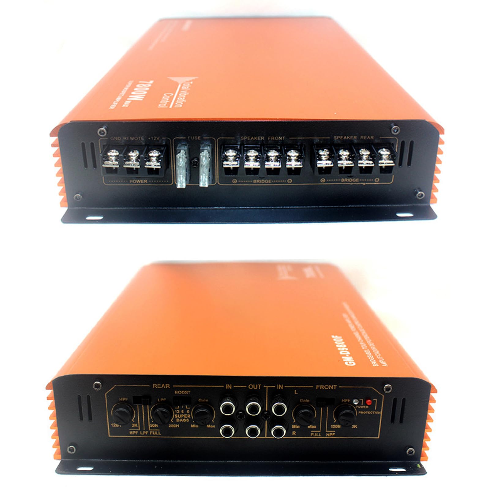 Amplificatore Audio per Auto a 4 Amplificatore di Stereo in Classe D da 7800 W Ad Alta a 4 Vie per Appassionati di Audio per Auto Lega di Alluminio 12,6 X 8,3 X 2, Pollici