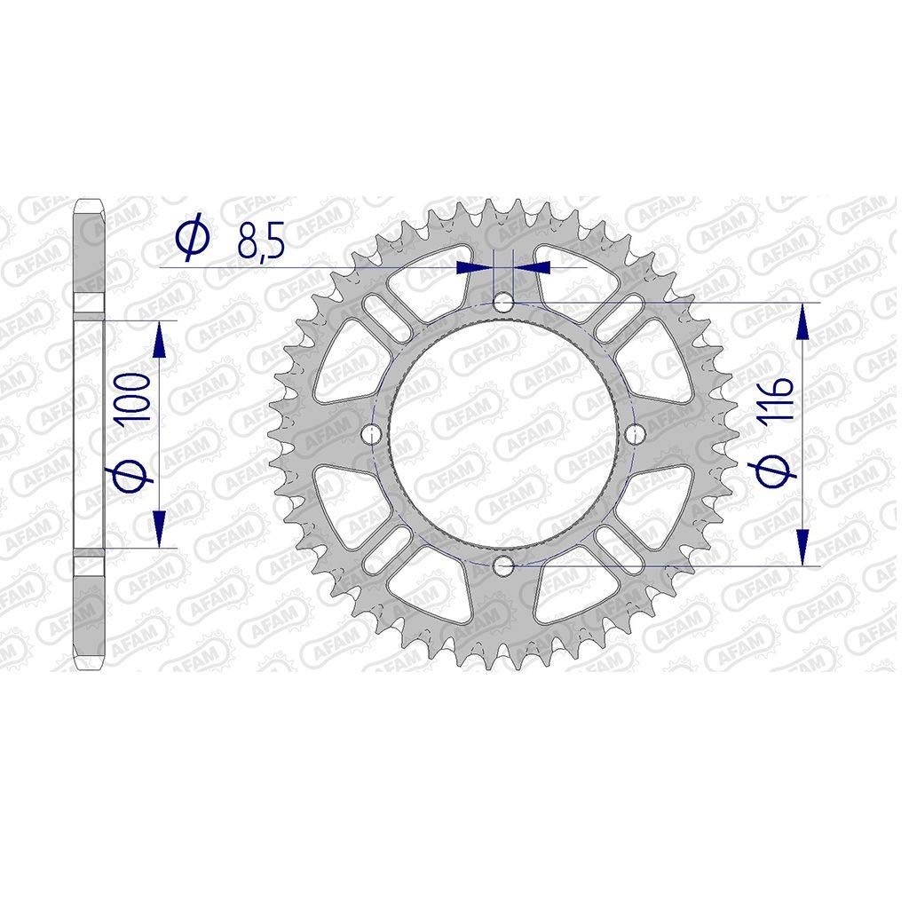 Kettenrad passend für Kawasaki KX 85 (17/14 Zoll) KX085A 2001-2009, Zähnezahl: 51, Teilung: 420, Material: Alu