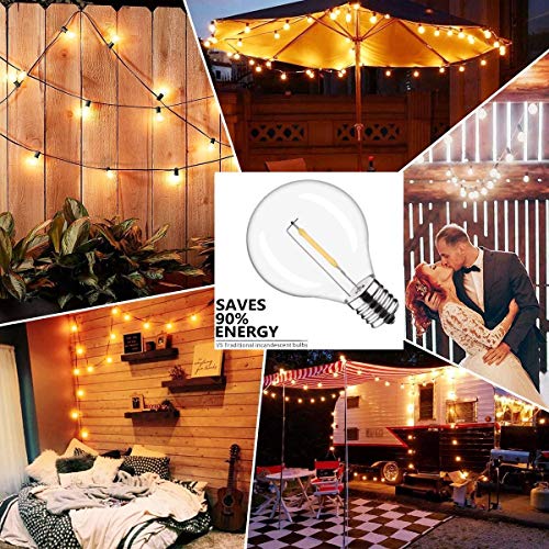 Sunsgne 25 Pack G40 Led Replacement Bulbs, 0.6W Shatterproof Clear Globe Light Bulbs, 1.57 Inch Dimmable Bulbs Fits E12/C7 Candelabra Screw Base Sockets For Indoor Outdoor Patio Decor, Warm White #TOP5