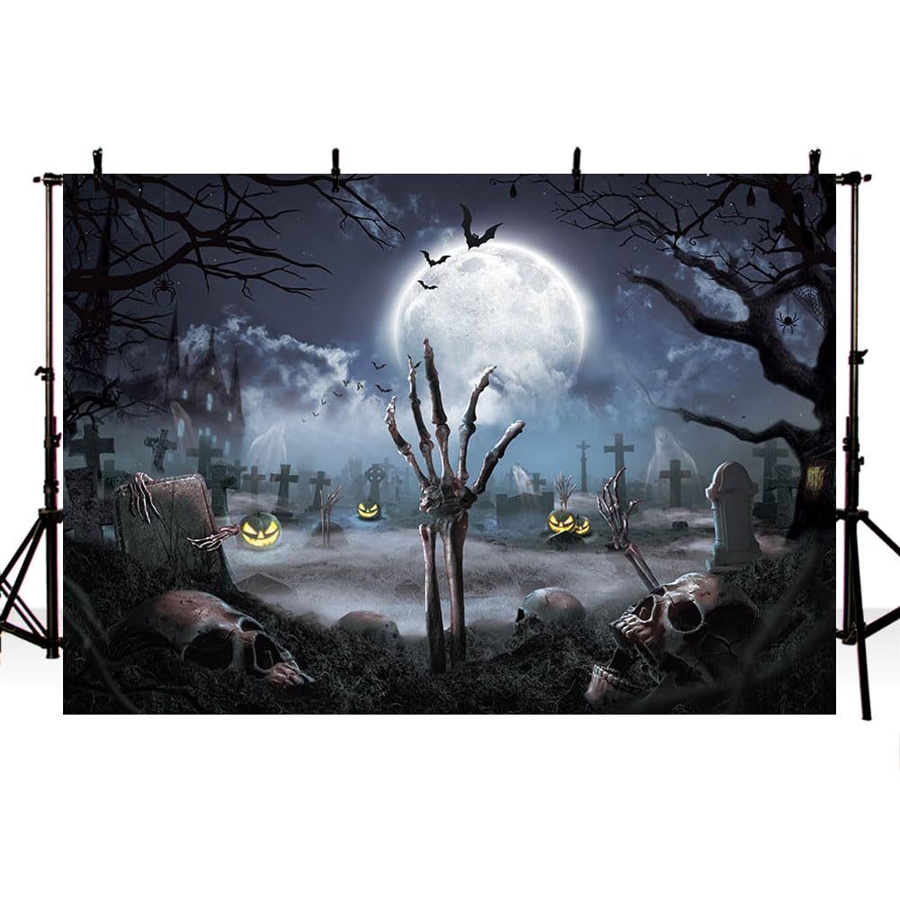 Fondos Navideños Para Fotografia Volante Nocturno De Halloween. Cementerio  Aterrador Y Luna Llena. Fondo Fondo Fotografia Halloween, image size:1000x1000