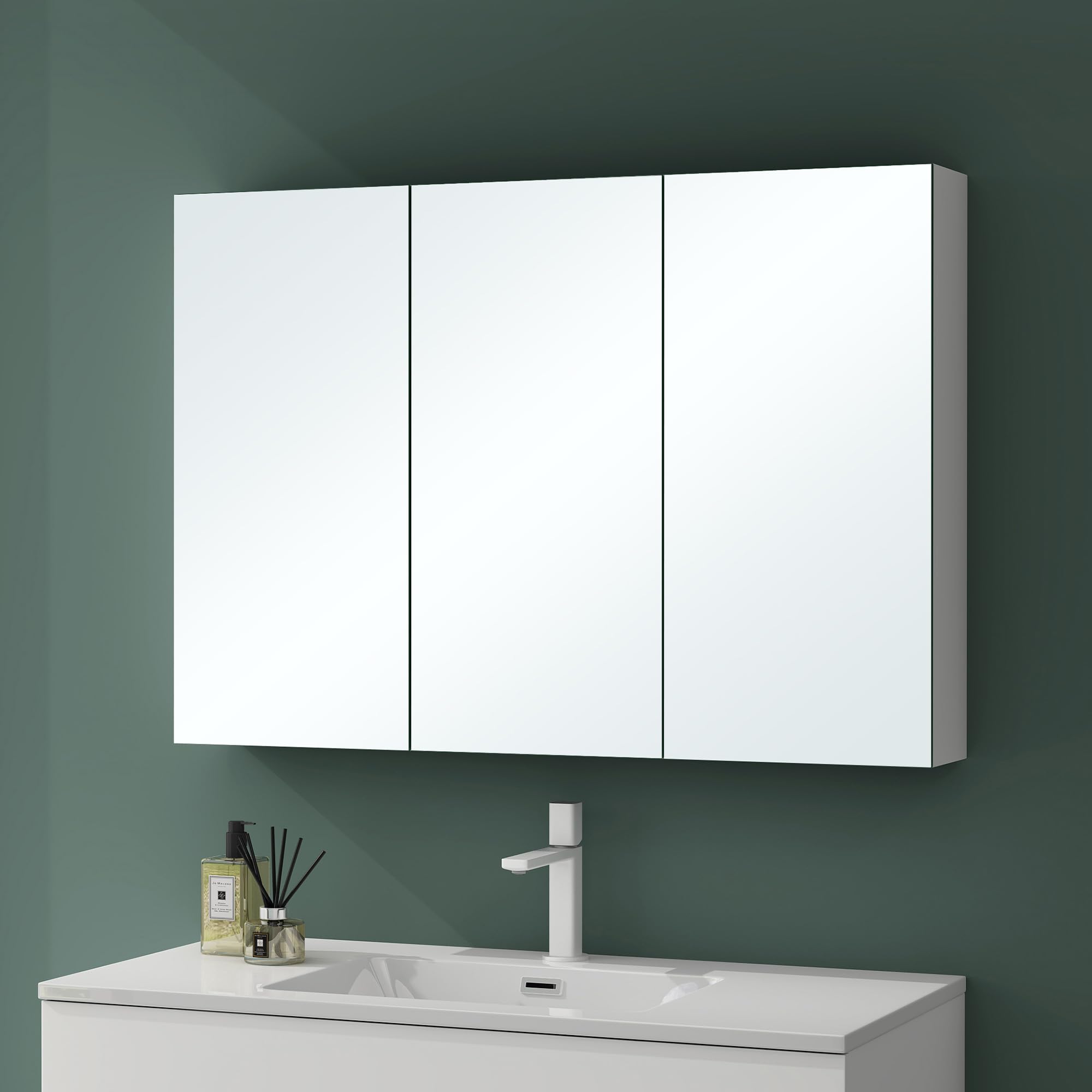 Armadietto A Specchio Per Bagno 90x70cm - Pensile Con Luci LED E Specchio Antiappannante