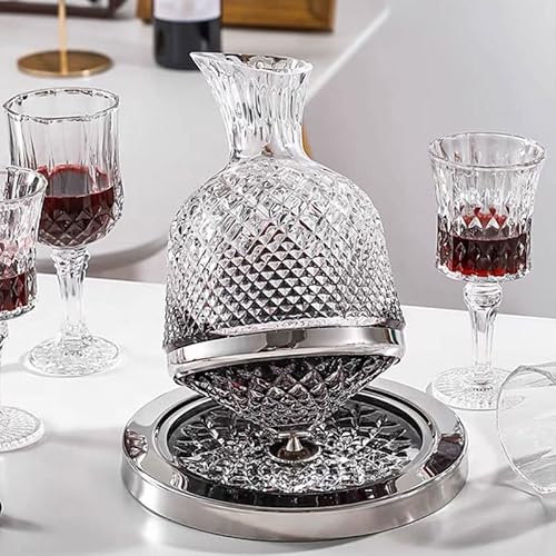 Spinning Wine Decanter, Suitcase Packing Crystal Glass Wine Decanter, Manual Rotation 360°Rotating, 1.5L/50Oz Crystal Rotating Decanter For Wine Liquor Drinker, Glass Wine Decanter, Red Wine Aerator #TOP2