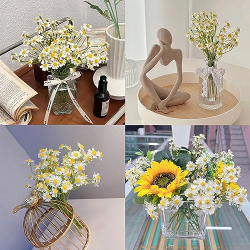 Small White Daisy Flowers Artificial - 2 Bouquet/12Pcs,10 Inch Fake Daisies for Spring Home Decor,Wedding,Party,Table Centerpiece (Vase Not Inclouded) image 8