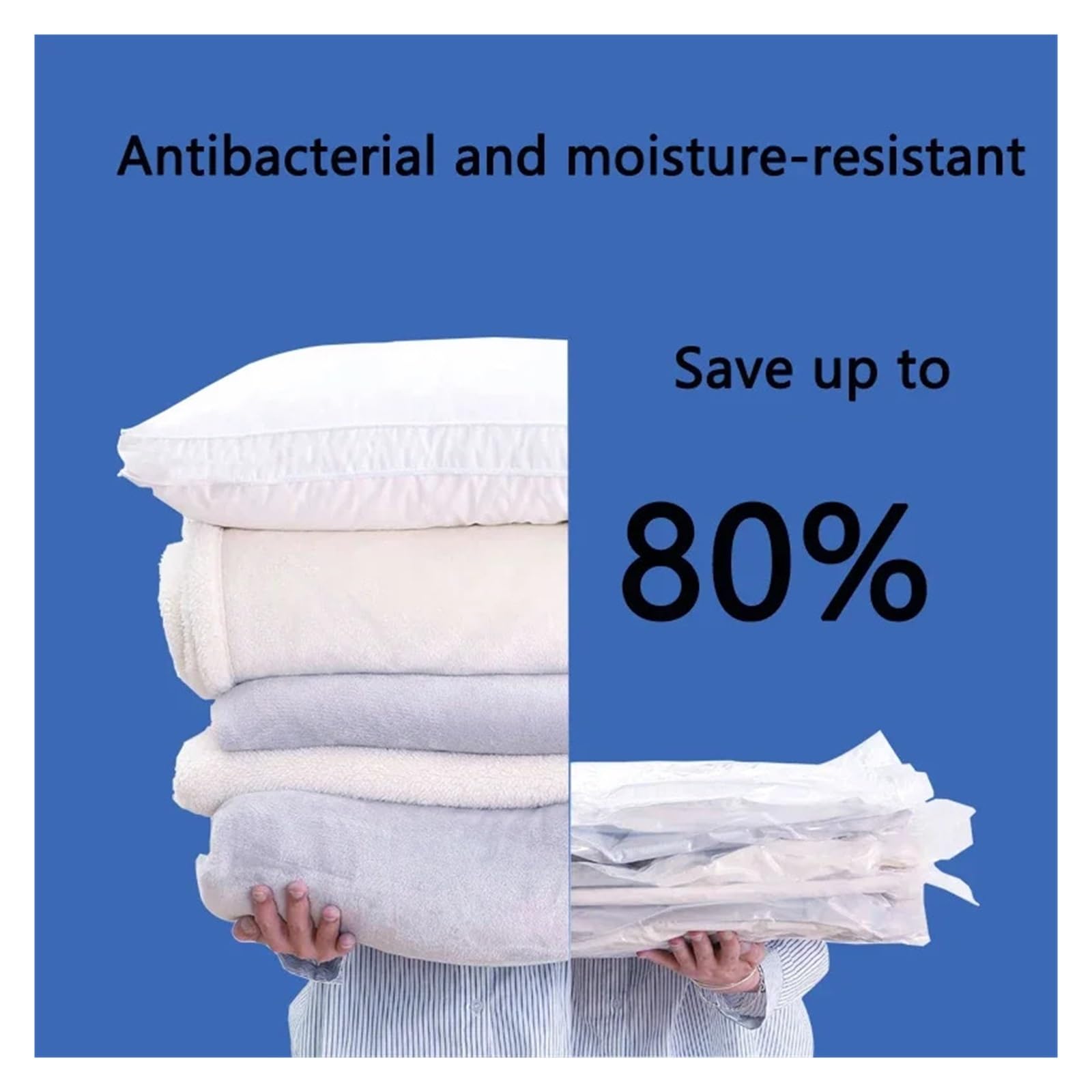 Bolsas al vacío Bolsas de almacenamiento de compresión al vacío con bomba manual, bolsas de sellado reutilizables for ropa de cama, más del 80% de espacio de almacenamiento(5XBags without pump,60x80)