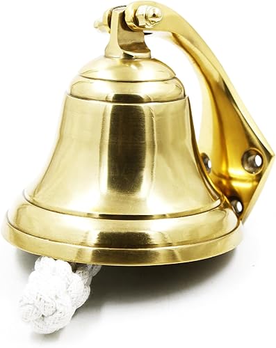 Handcrafted Trading Co Campana de puerto para colgar en la pared chapada en latón campana náutica de 4 pulgadas