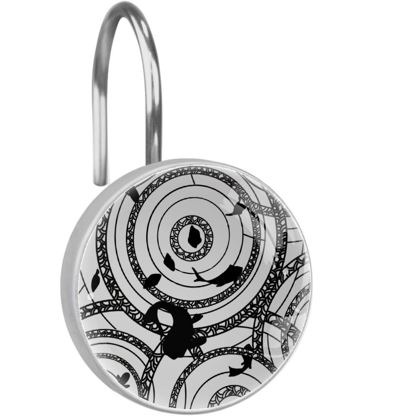 Crochets de rideau de douche poisson lot de 12 anneaux douche antirouille doublure tringle