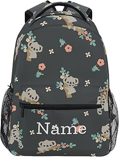 senya Custom-Add Name-School College Backpack Rucksack Travel Bookbag Outdoor Cute Cartoon Koala Floral One Size