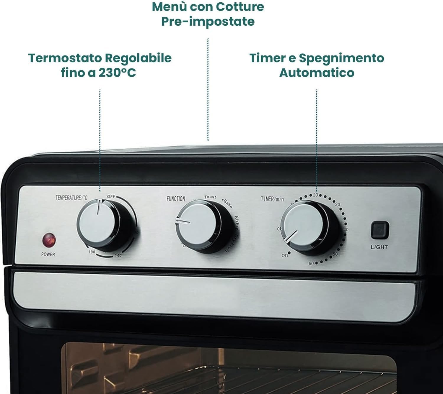 Avilia Frytkownica elektryczna i powietrzna wielofunkcyjna 22 l 1700 W z 60-minutowym timerem i automatycznym wyłączaniem w zestawie kosz do pieczenia - grill piekarnik - lizak do pieczenia - uchwyt