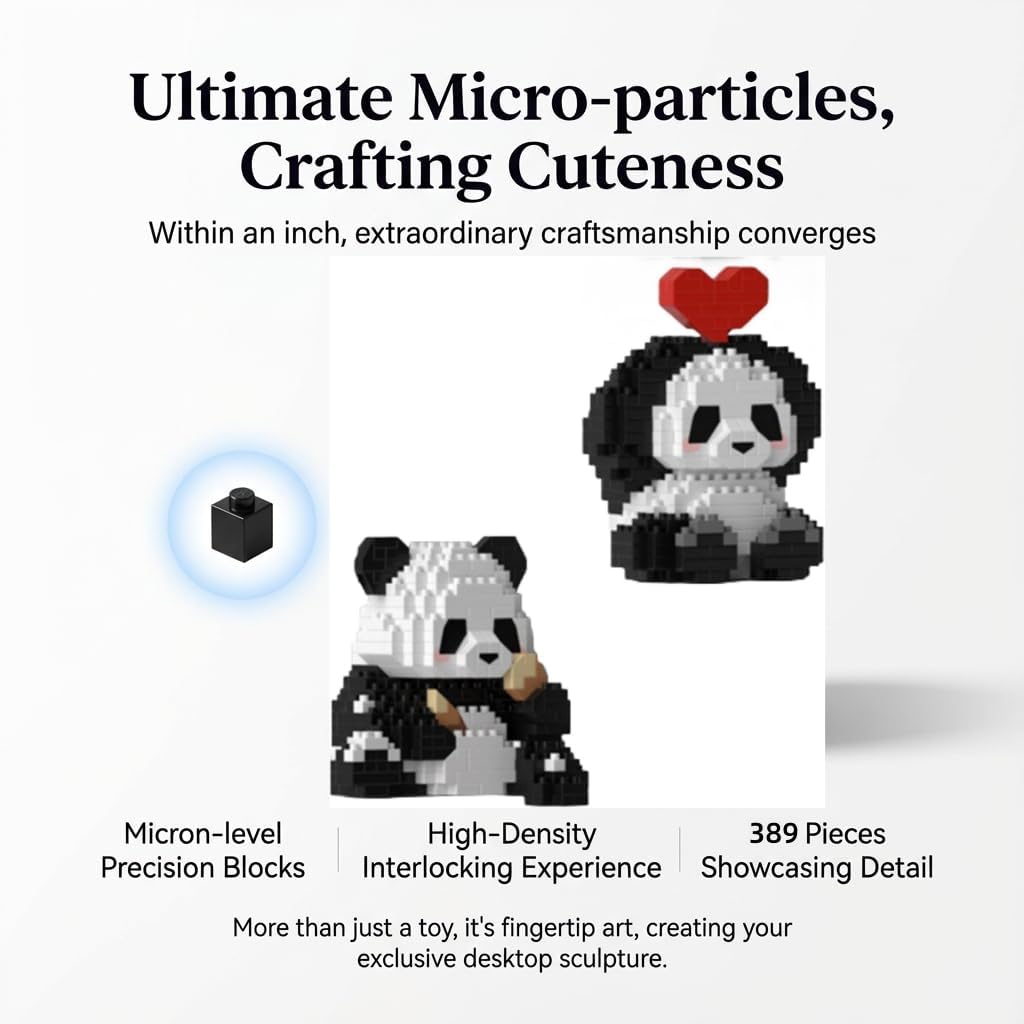 QMEAKMONY Mini Building Blocks Panda Sets Cute Micro Mini Panda Building Bricks for Adults Micro Nano Bricks Perfect Party Favors for Teenagers. (389 PCS)
