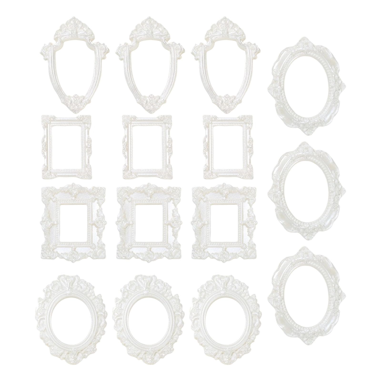 Tsophreniq Assorted 15Pcs Resin Miniature Photo Frame with Intricate Floral Carvings Ideal for Artistic Craft Creation Home Decors Elegant Jewelry Display Frame