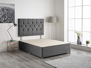 Bed Centre Charcoal Plush Velvet Fabric Divan Base Plus Matc