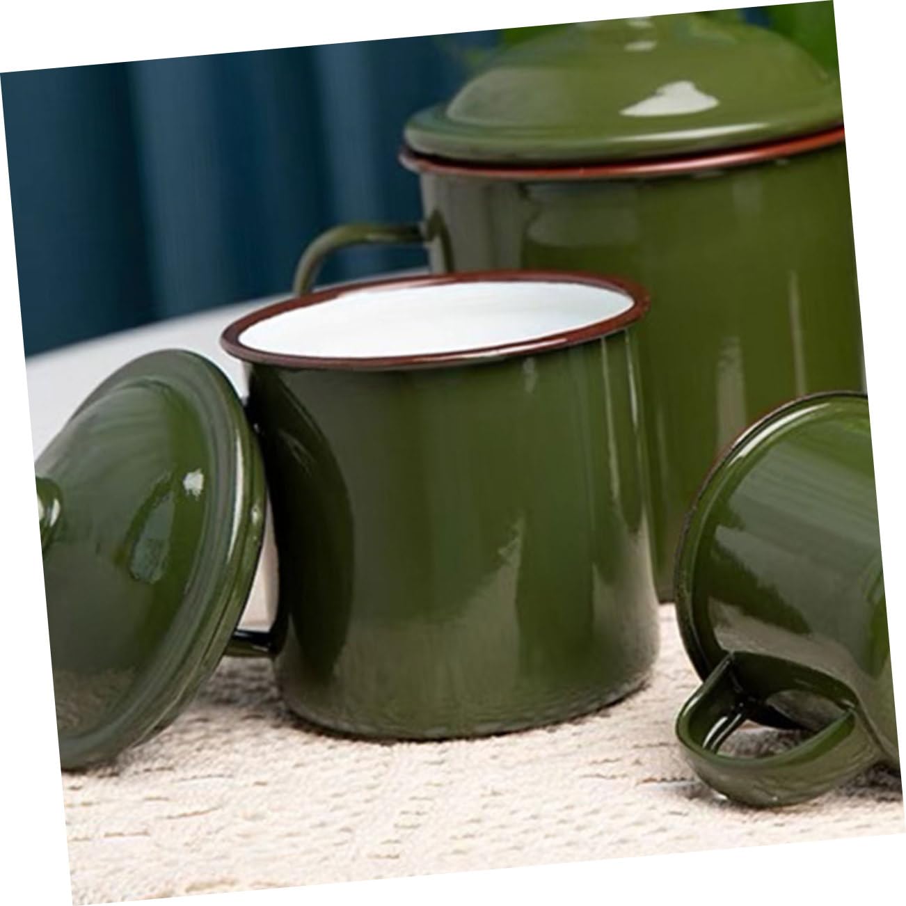 COLLBATH Grüne Vintage Emaille Kaffeetasse, Klassisch Nostalgisch