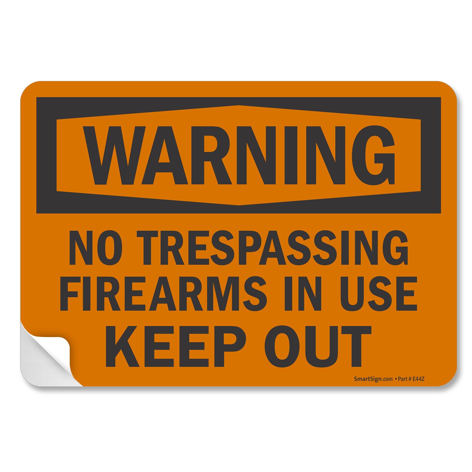 SmartSign - S-8638-AL-14 Warning - No Trespassing, Firearms in Use, Keep Out Sign by | 10" x 14" Aluminum Black on Orange — Amazon image 3