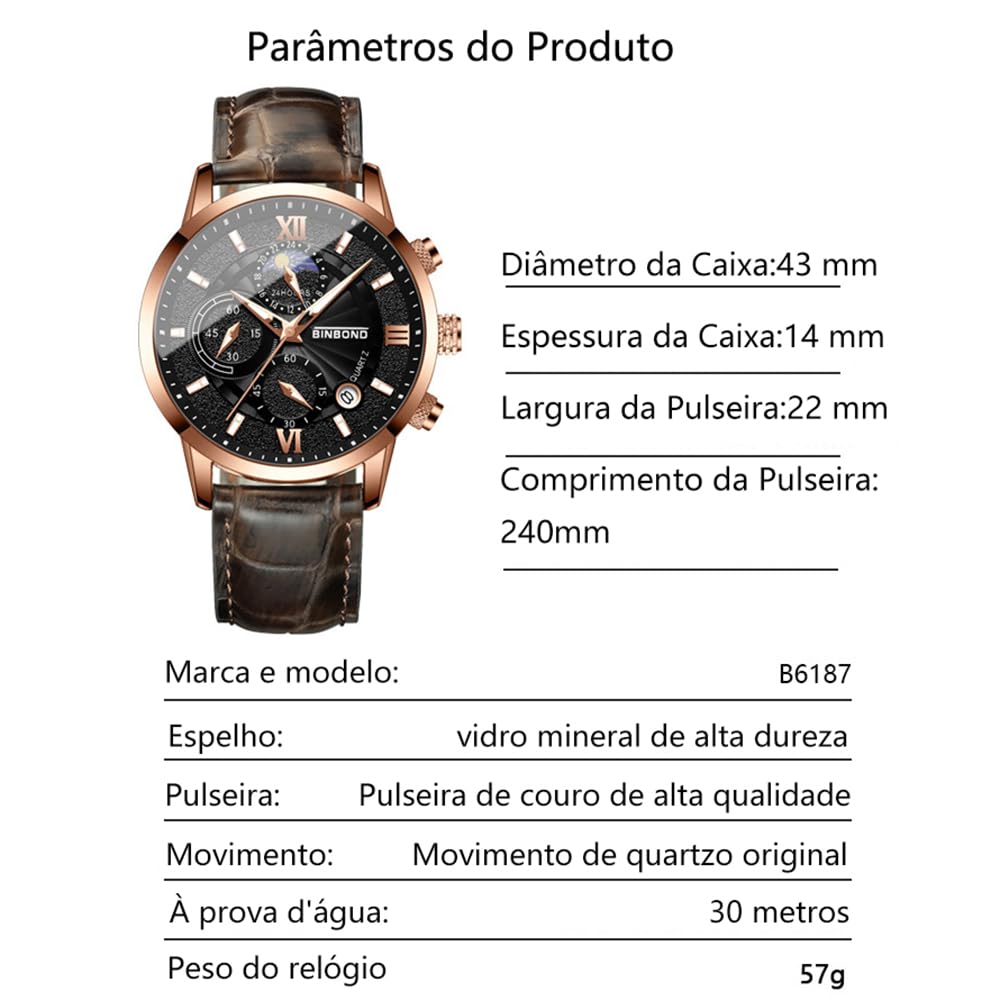 Relógio Masculino Pulseira de Couro Dial com Mão de Lua e Design Elegante Luxo Negócios para Homens com Luminoso Relógio para Homens em promoção! Veja a oferta e mais achadinhos de Relógios de pulso 7 Hoje é o melhor dia para comprar Relógio Masculino Pulseira de Couro Dial com Mão de Lua e Design Elegante Luxo Negócios para Homens com Luminoso Relógio para Homens com aquele preço maroto! Promoção! Aproveite a oferta! 7