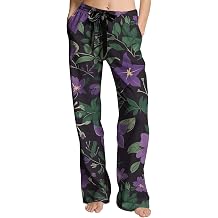 Wide Leg Floral Boho Novelty Print Lounge Pants Women Elastic Drawstring Waist Skin-Friendly Comfy Breathable Pajama Trousers Stylish Casual Ensembles,XL
