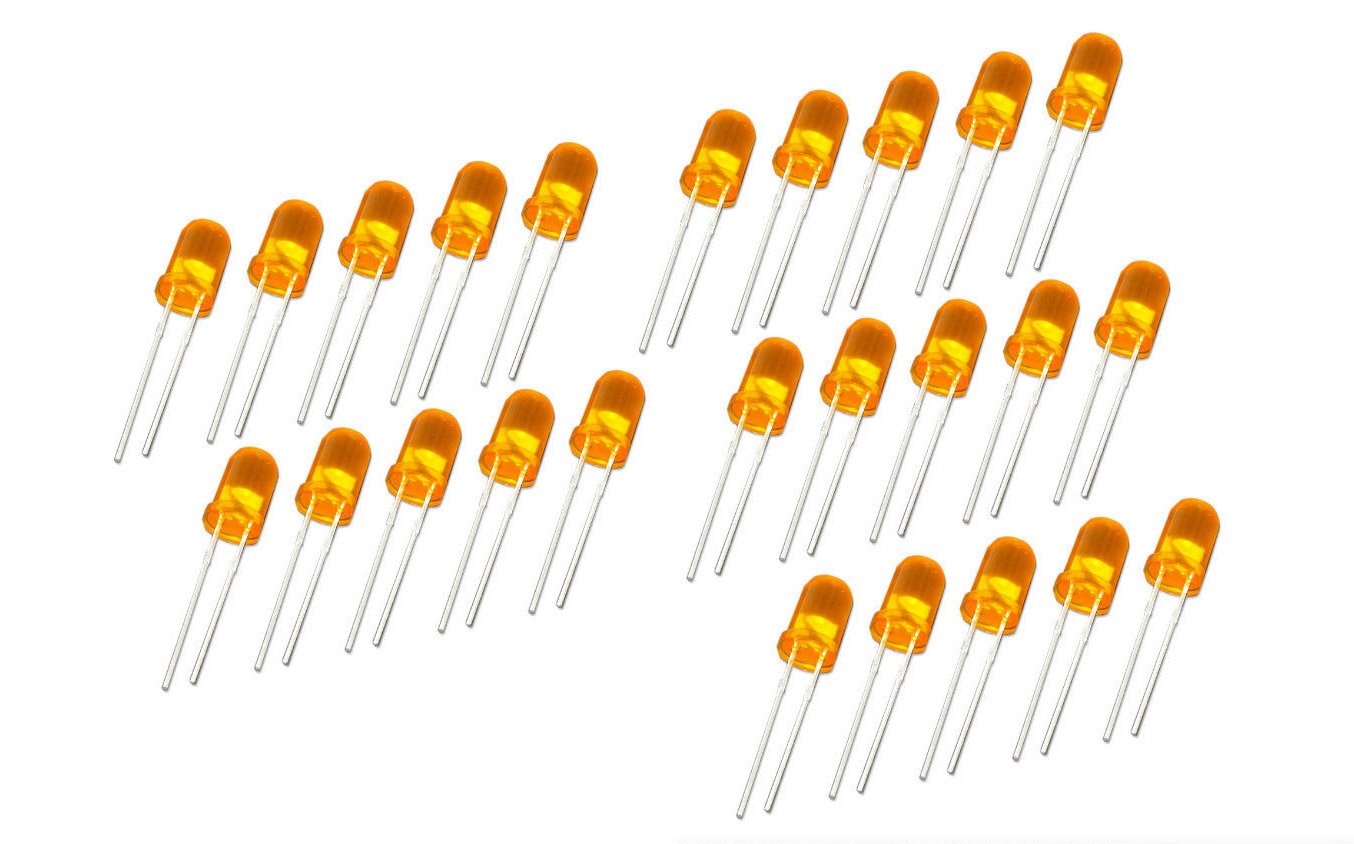 MissBirdler Pack of 25 LED 3 mm Orange Colour Diffus 20 mA for Arduino Raspberry Pi Crafts