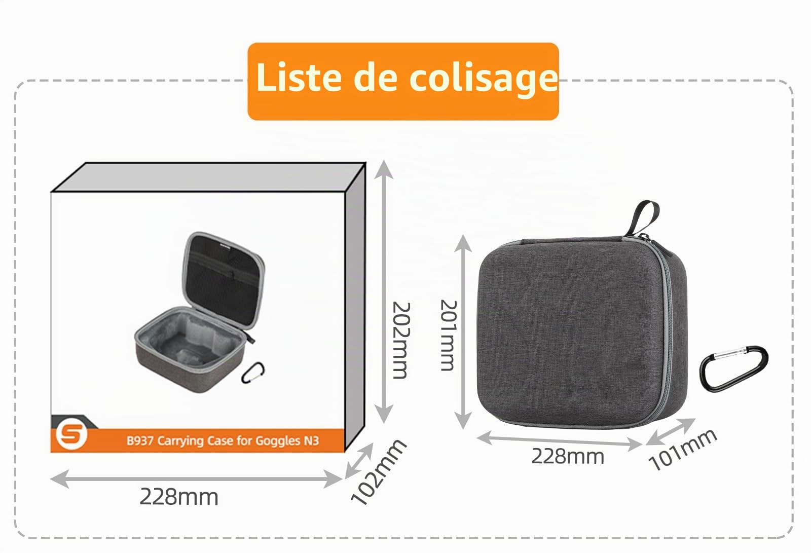 Étui de Transport Rigide pour DJI Goggles N3 Sac de Rangement Protecteur Absorbant Les Chocs Anti-Rayures Housse de Protection pour Accessoires de Drone