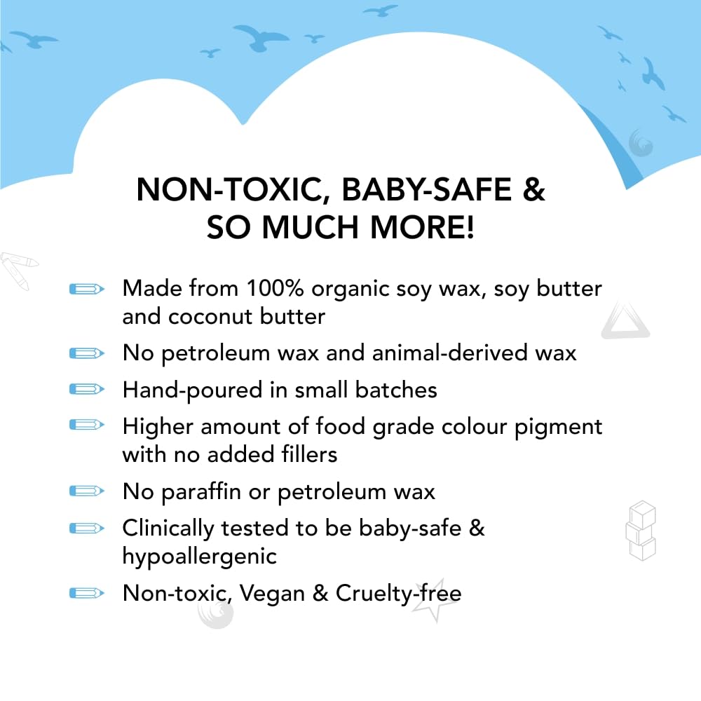 Azafran My First Crayon for Baby Boy, 4 Jumbo Block Crayons, Organic, Washable, Non-Toxic, Easy Grip for Tiny Hands 3