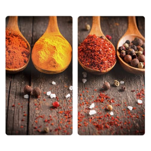 Allstar Placas cobertoras de vidrio universales Curry 2 pzas - juego de dos piezas, cubiertas para cocinas de vitrocerámica, Vidrio endurecido, 30 x 0.8 x 52 cm, Multicolor