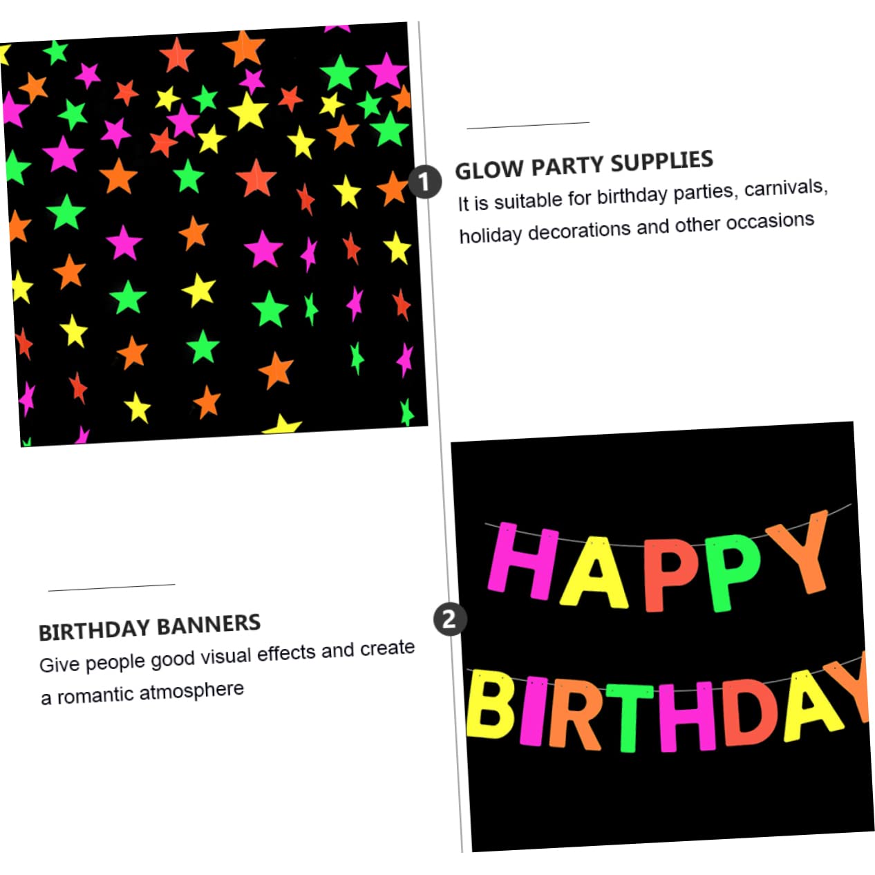 TOYANDONA Neon Party Decoration Paper Bunting Vibrant Banner Pack for Home Party Decorations