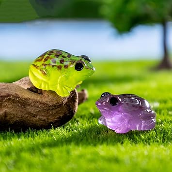 120 Pcs Luminous Mini Resin Frog Miniature Frog Figurines for DIY Fairy Garden Miniature Moss Landscape