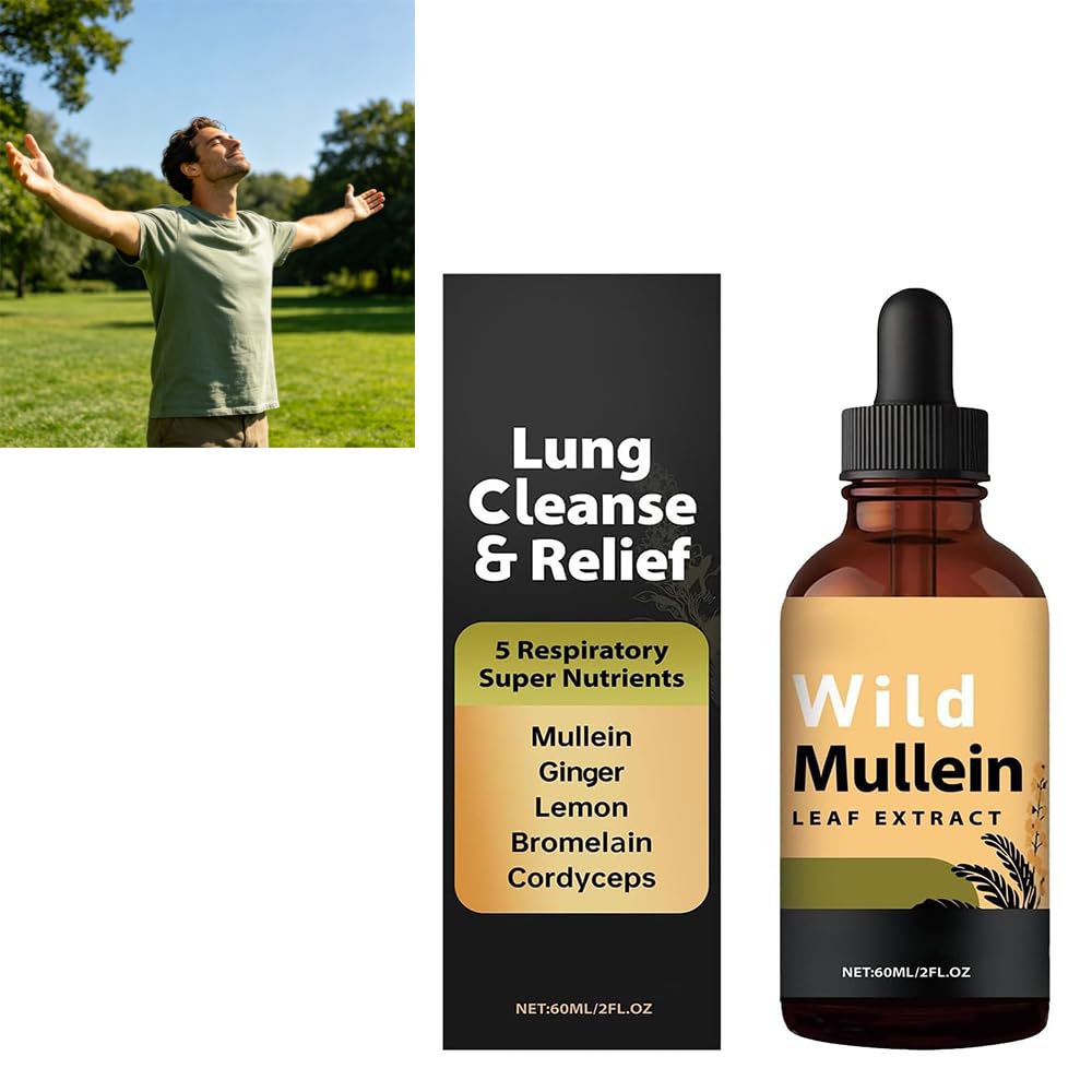 Wild Mullein Tropfen, Lungenreinigung & Linderung, natürliches Wild Mullein-Blatt-Extrakt, geeignet für Männer, Frauen und ältere Menschen (3)