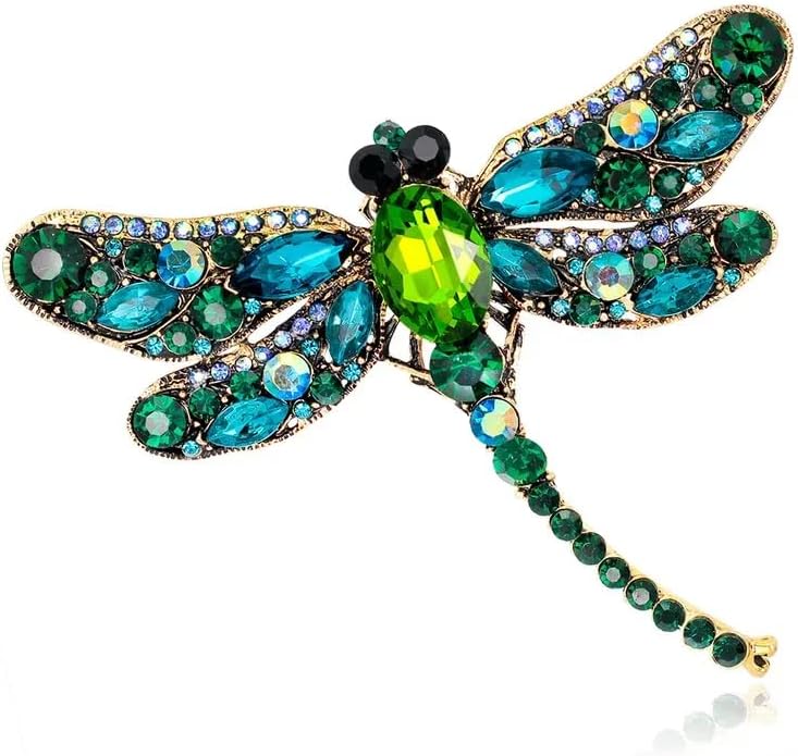 Via MazziniGold Plated Crystals Big Dragonfly Brooch Cum Saree Pin For Women (Brooch0553) 1 Pc