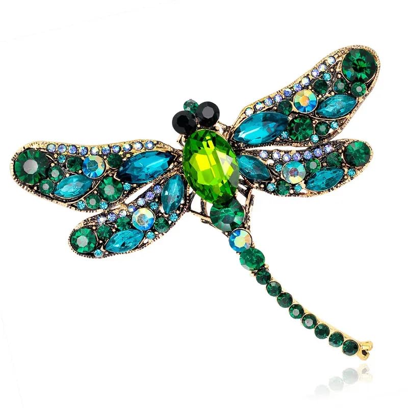 Via MazziniGold Plated Crystals Big Dragonfly Brooch Cum Saree Pin For Women (Brooch0553) 1 Pc