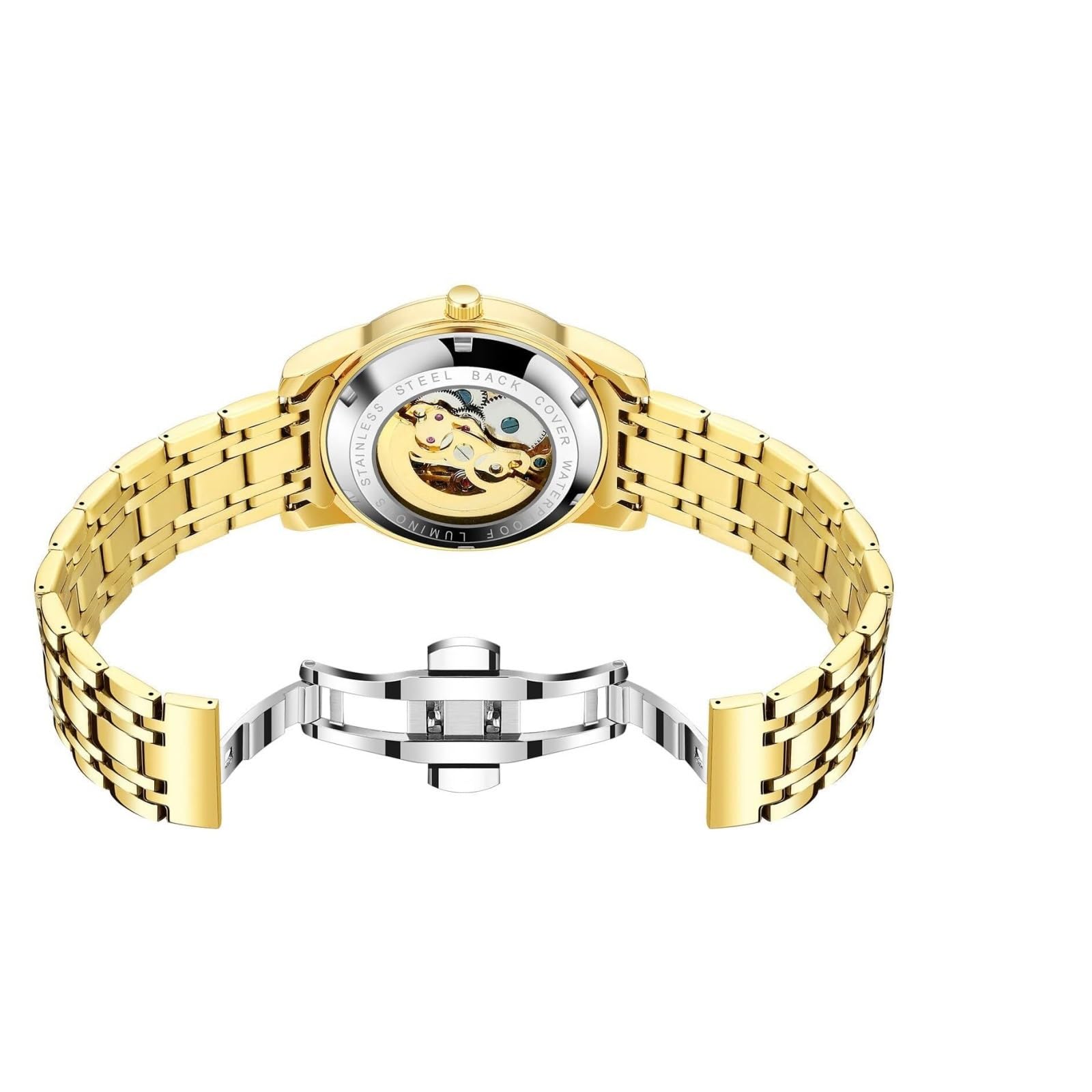 Reloj de Lujo Dragon Collection Limited for Hombre | Reloj de pulsera resistente al agua automático automático dorado con esfera tallada