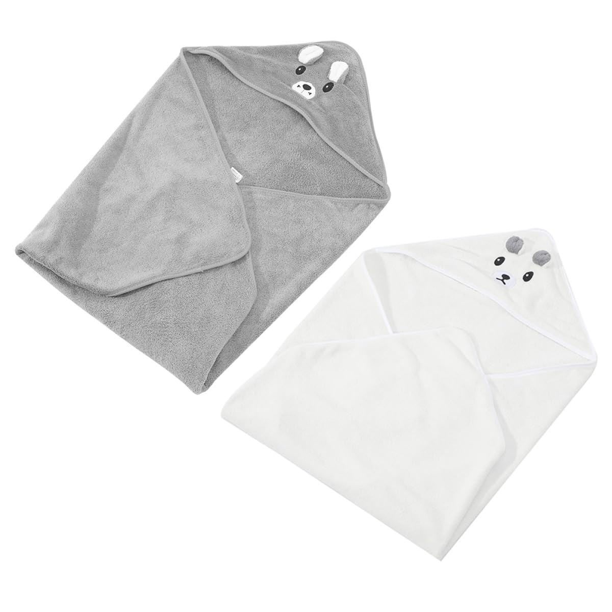 Lot de 2 Serviettes de Bain à Capuche pour Bébé, Serviettes en Coton Ultra-Doux, Grosse Taille Absorbante, Couleurs Blanche et Grise, Cape de Bain pour -né et Tout-Petit