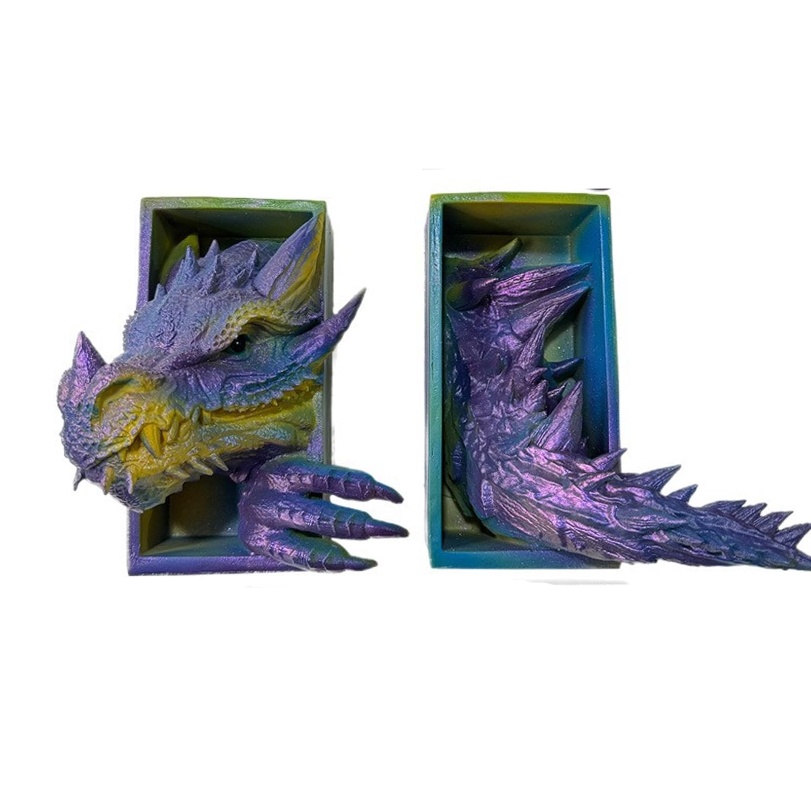 Dragon Bookends Decorative Bookends for Shelf Decors Resin Book Holder Dragon Statues Desk Bookshelf Decorations Gift