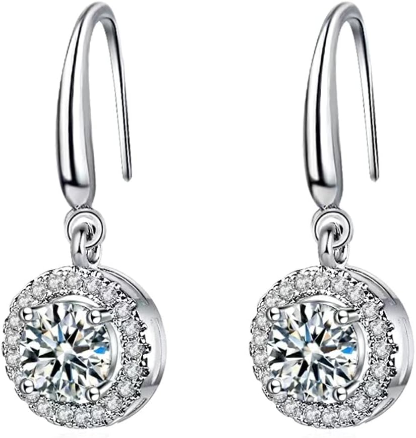 Juicfru Silver Dangle Drop Earrings for Women,925 Sterling Cubic Zirconia Earrings Hypoallergenic Jewellery CZ Cartilage Piercing Dangle Jewelry for Women Girls