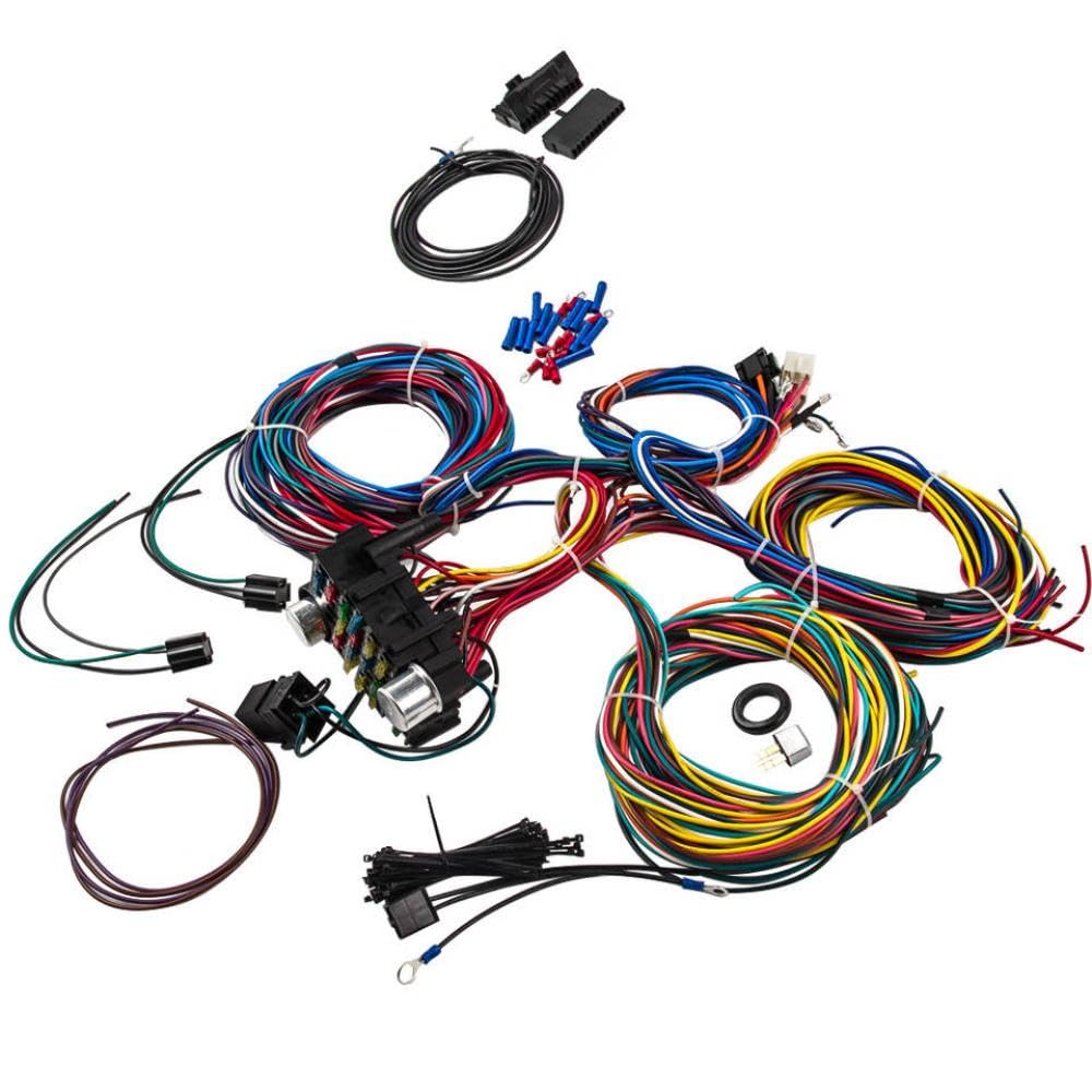21 Circuitos Arnés de cableado con 17 fusibles y Kit de Conector de Enchufe Compatible con Faros universales