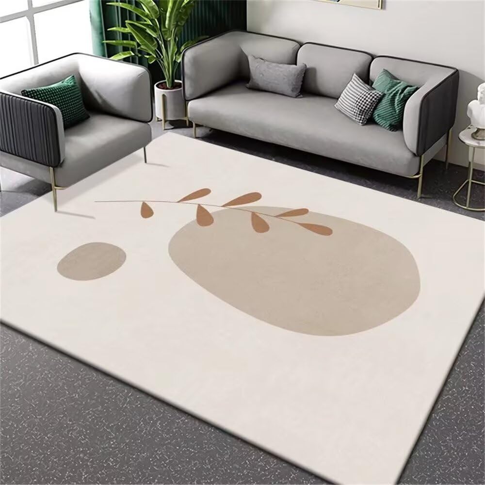 Tapis poil court motif végétal gris 120x180 de salon moderne