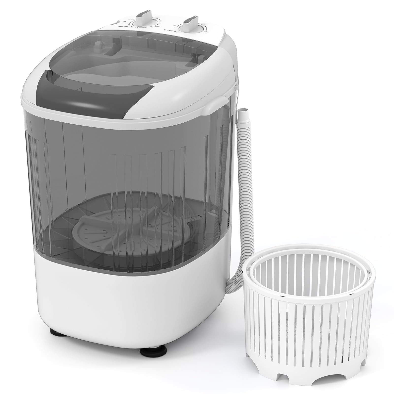 Lavadora portátil ARLIME de 2,2 kg, mini lavadora de carga superior con tina de secado giratorio extraíble, cubierta de seguridad, lavadora semiautomática compacta para casa, apartamento, caravana, dormitorio, azul, gris