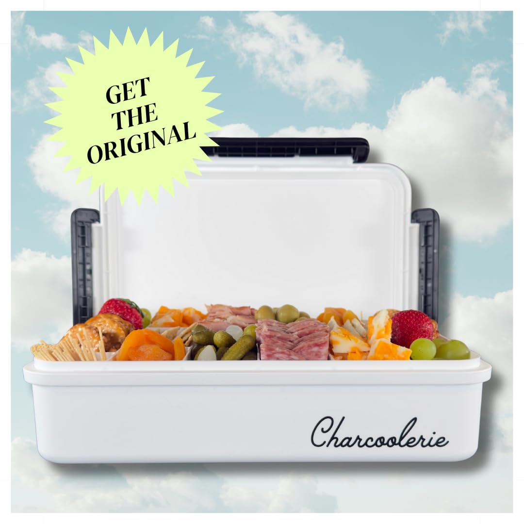 Charcoolerie Chilled Snackbox mit Eisbeutel und Bonus Isolierte Tragetasche, Geteiltes Serviertablett mit auslaufsicherem 4-Latch-Deckel, 16 Fächer, hält Snacks stundenlang kalt, Geschenkverpackung