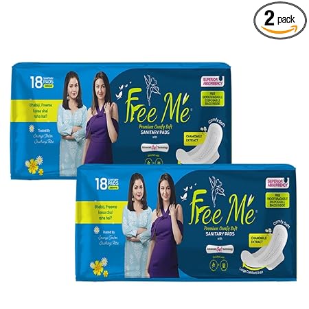 FREE ME SECURE Cottony Soft Sanitary pads for Women 18 Per Pack (X-Large, Pack of 2 )