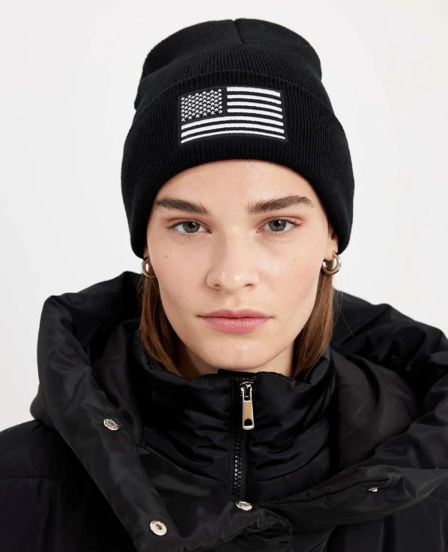 Gorro de invierno bordado con la bandera estadounidense para hombres y mujeres, multitemporada, equipo táctico militar, policía, ejército, invierno, cálido