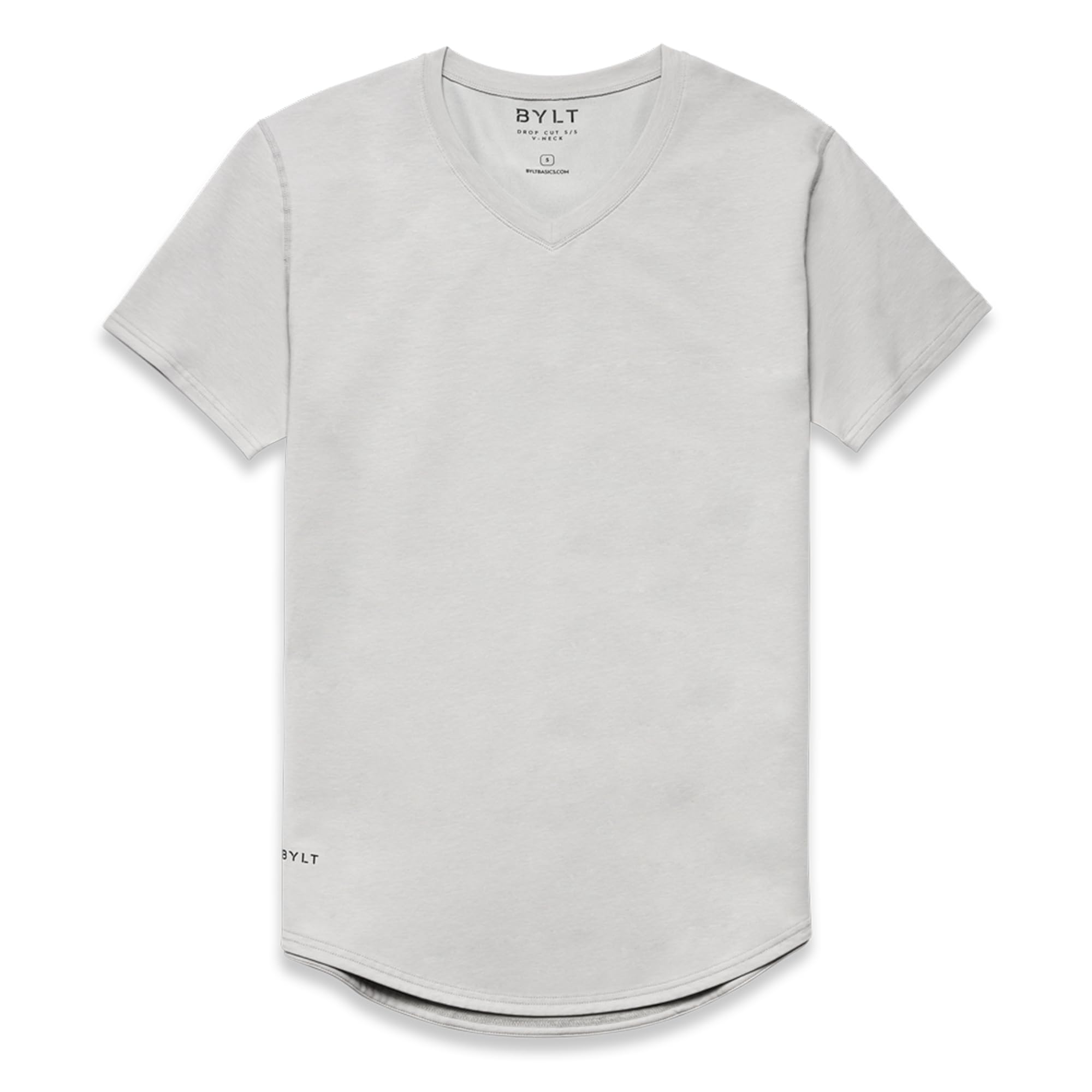 BYLT Mens Drop-Cut V-Neck Plain Tshirts for Men Soft Polyester Cotton Spandex Moisture Wicking Wrinkle Resistant