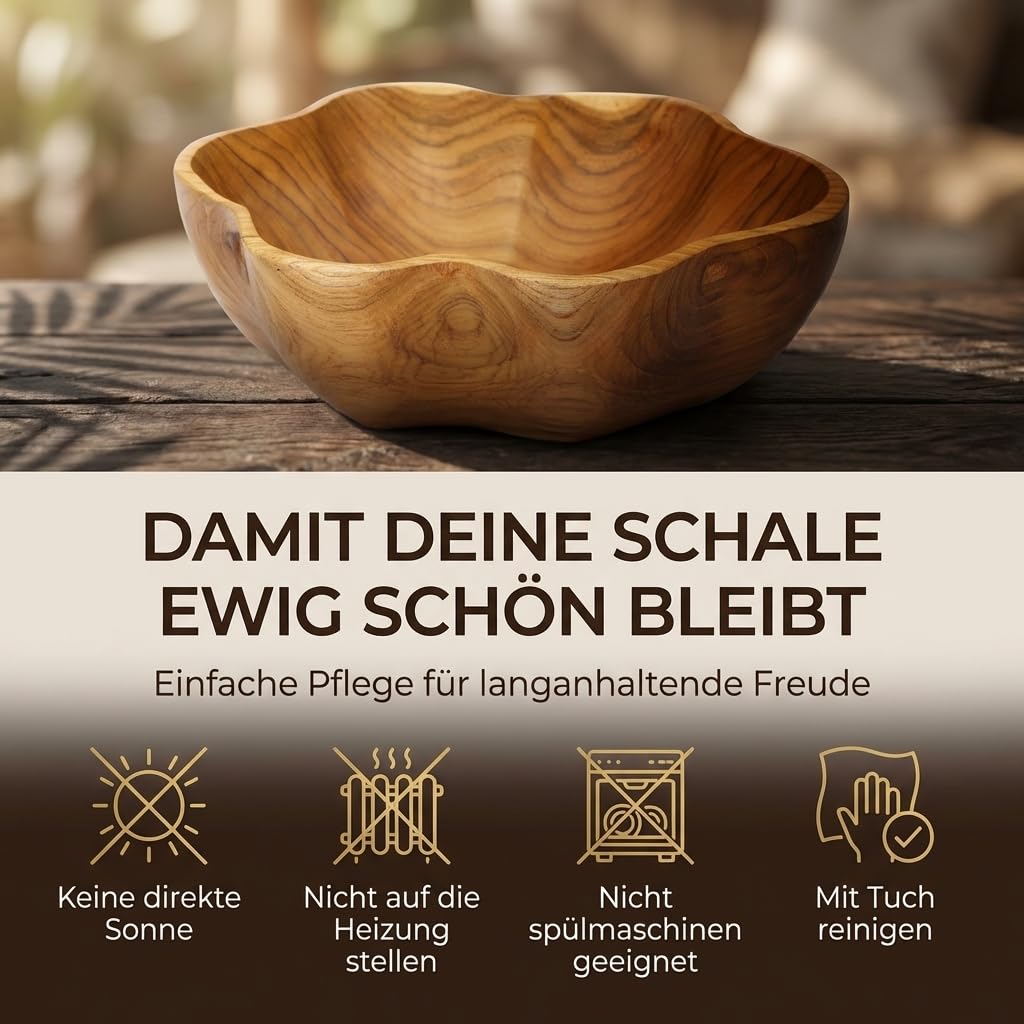 Wykwintna miska drewniana 20 cm drewno tekowe dekoracja drewno misa ręczna Bali Teak 07