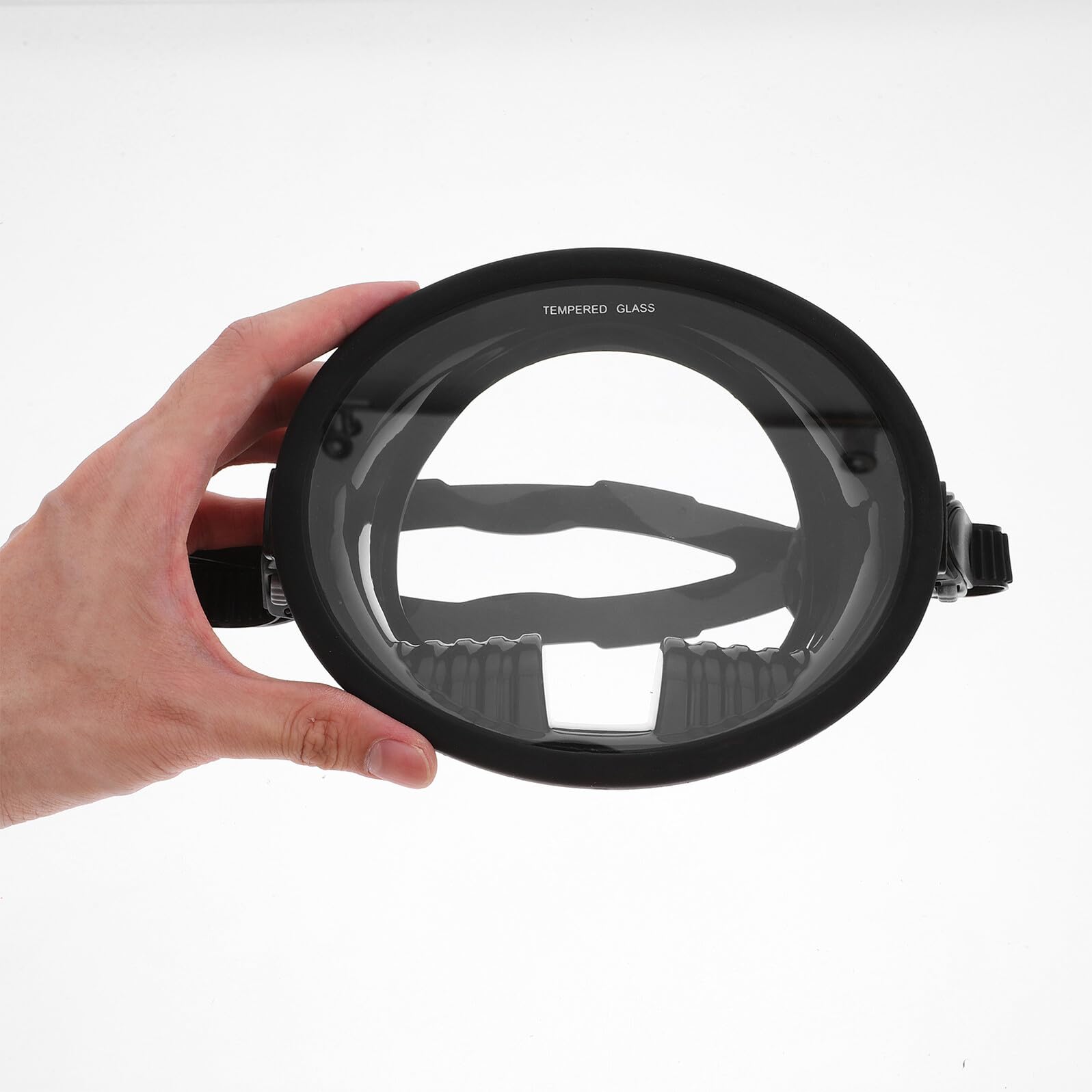 Maschera da Sub Antiappannamento a Vista Panoramica Nera | Silicone e Vetro Temperato, per Snorkeling e Immersioni, Calzata Confortevole