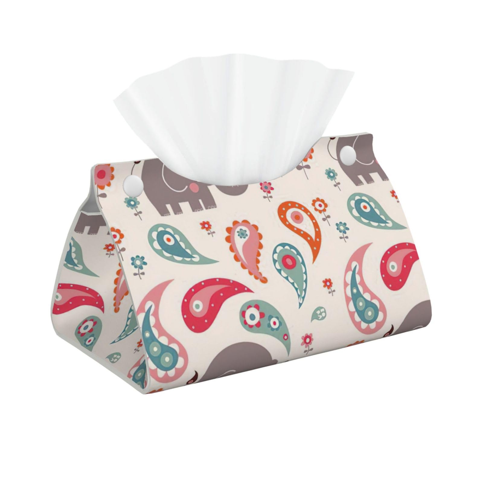 Elephants Print Long Tissue Box Cover Tissue Dispenser Box For Living Room, Office, Car, Bathroom