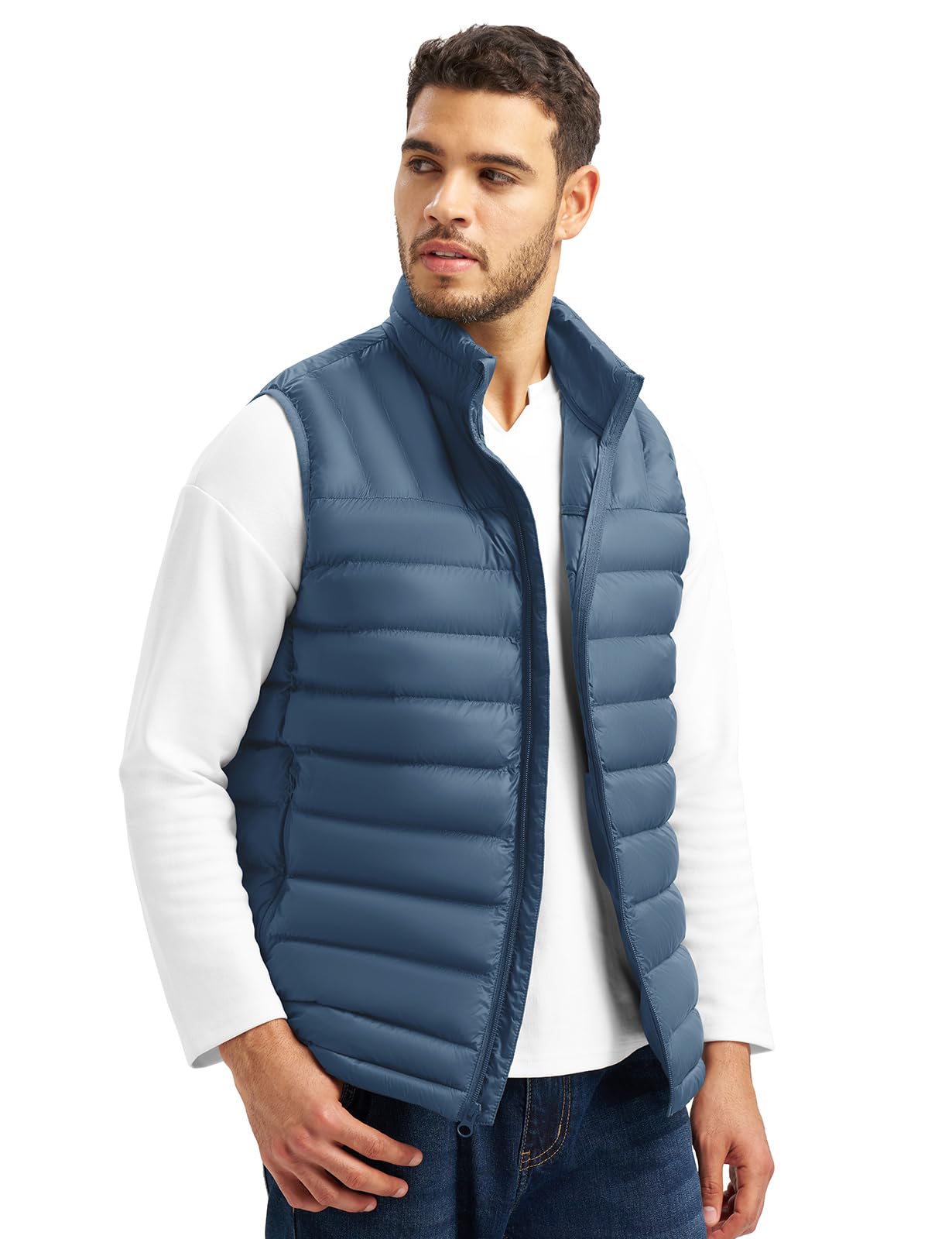 donhobo Herren Steppweste Packbare Pufferweste Übergangsweste | Leicht, Wasserabweisend, Winddicht, Warm, Ärmellose Jacke, 4 Taschen, für Freizeit Wandern Reisen